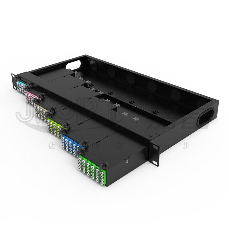 6PCS MPO-LC 24F MPO 카세트와 기준 1U 섬유 플러그반 19 인치 144 핵심