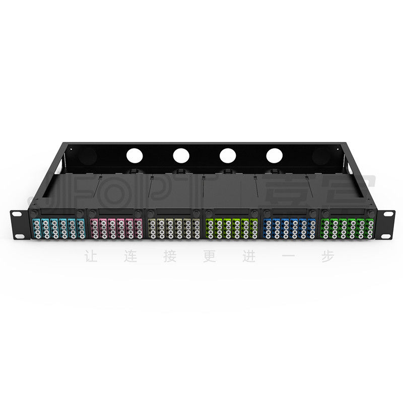6PCS MPO-LC 24F MPO 카세트와 기준 1U 섬유 플러그반 19 인치 144 핵심