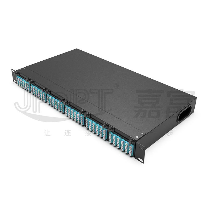 1 pc 24 핵심 또는 2 PC 12 핵심 MPO-LC 케이블과 선반 장착 섬유 패치 패널 6 PC MPO 카세트