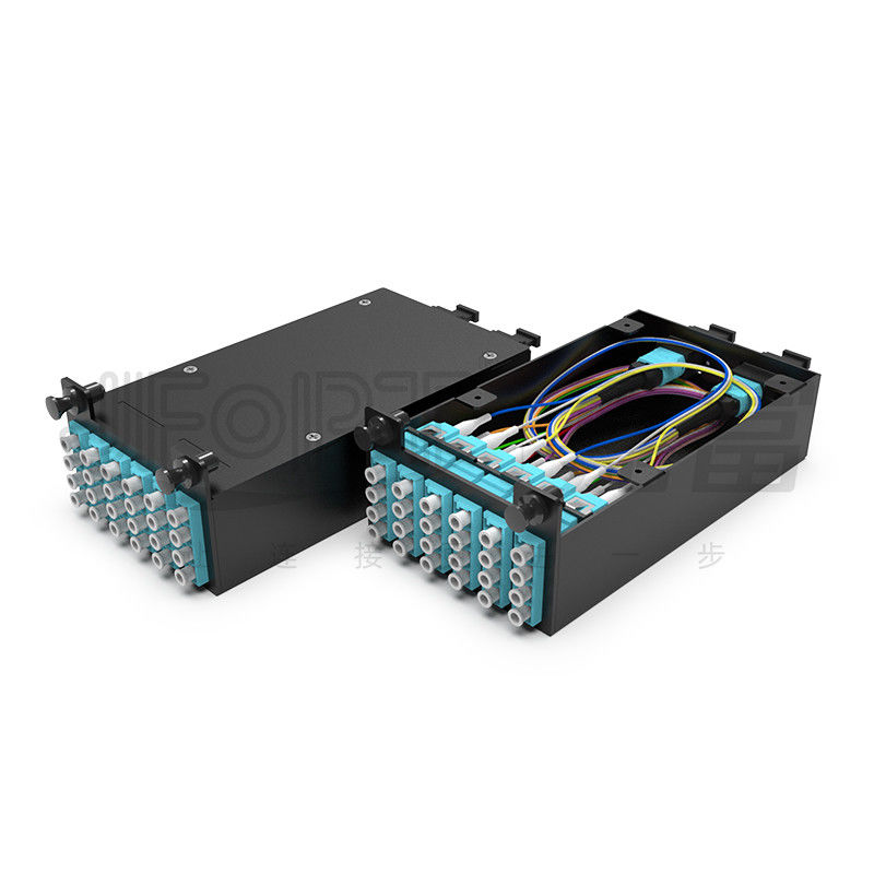 1 pc 24 핵심 또는 2 PC 12 핵심 MPO-LC 케이블과 선반 장착 섬유 패치 패널 6 PC MPO 카세트