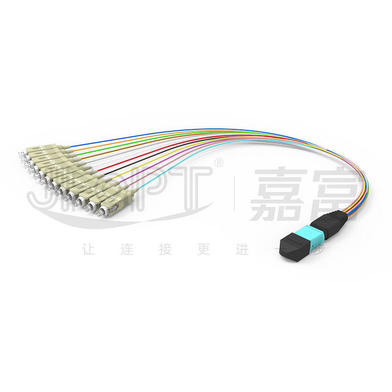 0.3m 다중 모드 OM3 MPO 브레이크아웃 케이블 MPO / PC - SC / APC 저손실 0.9 밀리미터는 패치 코드를 분기시킵니다