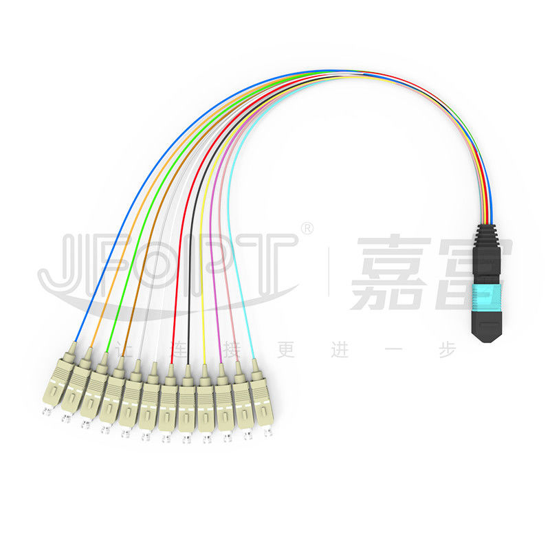 0.3m 다중 모드 OM3 MPO 브레이크아웃 케이블 MPO / PC - SC / APC 저손실 0.9 밀리미터는 패치 코드를 분기시킵니다