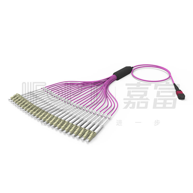 멀티모드 OM4 24 코어 MPO 로 LC 섬유 케이블 LSZH 고밀도 데이터 센터