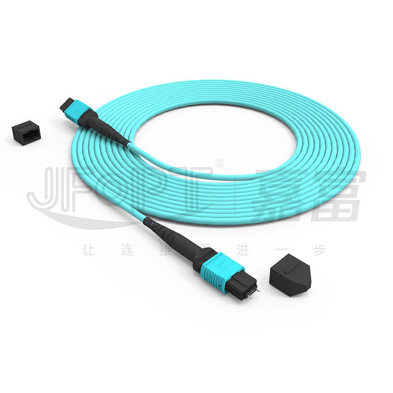 12 코어 속도 MPO 패치 코드 데이터 센터 연결용 아쿠아 컬러 10G 멀티 모드 OM3 광섬유 패치 코드