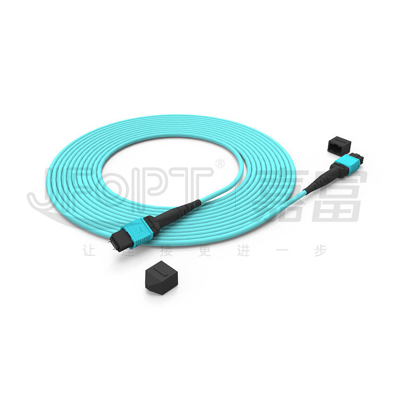12 코어 속도 MPO 패치 코드 데이터 센터 연결용 아쿠아 컬러 10G 멀티 모드 OM3 광섬유 패치 코드