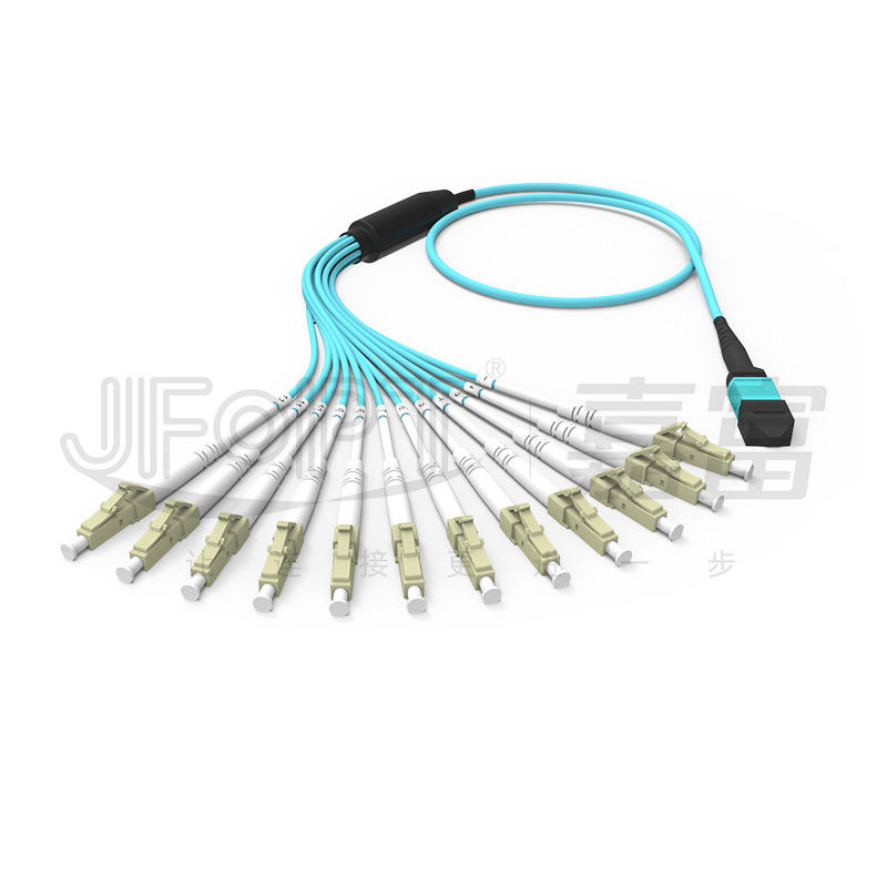 MPO 패치 코드 OM3 OM4 MPO-LC 브레이크오웃 케이블 1 3 5 10 미터 LSZH/PVC 재킷 850/1300nm 아쿠아