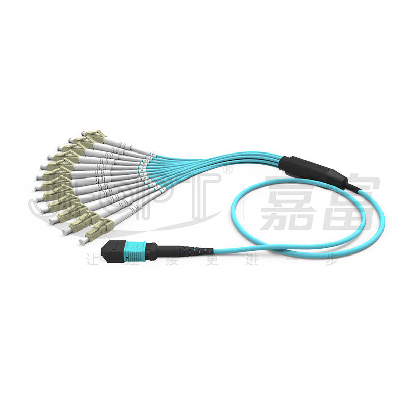 MPO 패치 코드 OM3 OM4 MPO-LC 브레이크오웃 케이블 1 3 5 10 미터 LSZH/PVC 재킷 850/1300nm 아쿠아