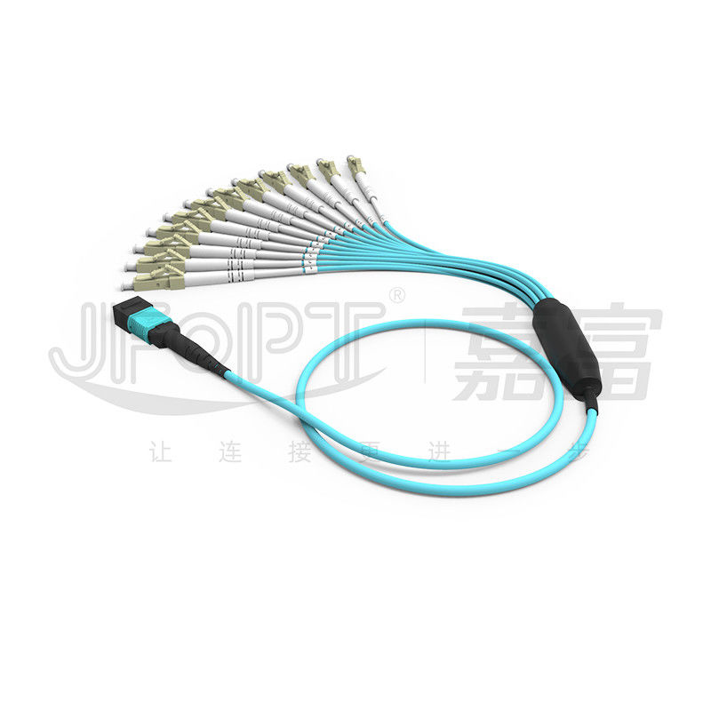 MPO 패치 코드 OM3 OM4 MPO-LC 브레이크오웃 케이블 1 3 5 10 미터 LSZH/PVC 재킷 850/1300nm 아쿠아