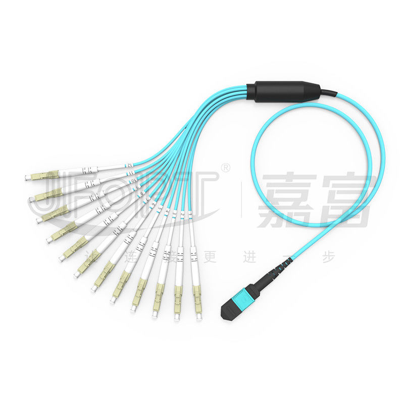MPO 패치 코드 OM3 OM4 MPO-LC 브레이크오웃 케이블 1 3 5 10 미터 LSZH/PVC 재킷 850/1300nm 아쿠아