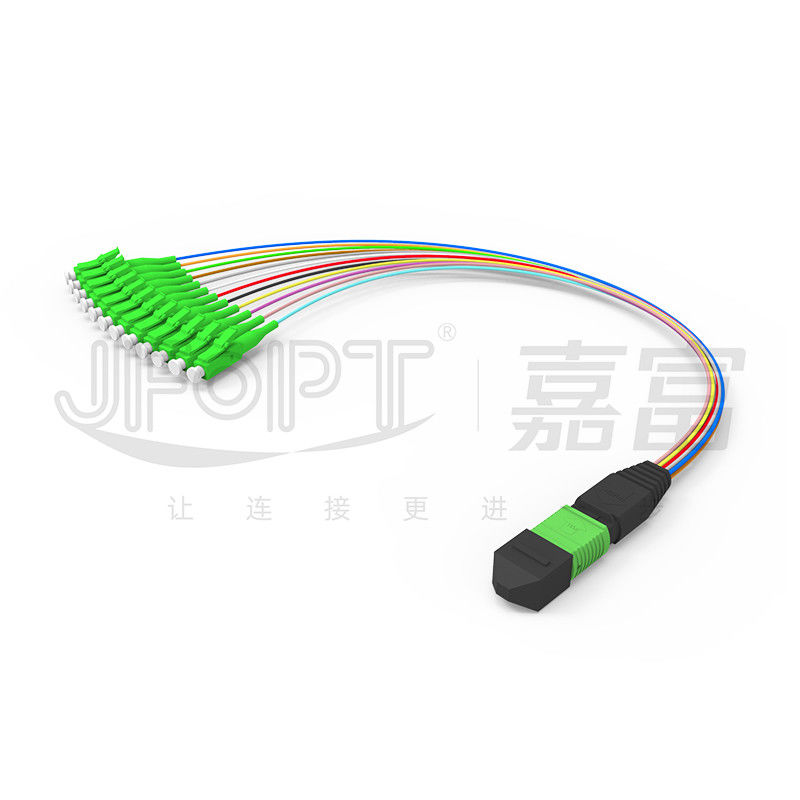 MPO-LC 0.9mm 12Cores Breakout Cable 사용자 정의 길이 SM G657a1 섬유 다자 섬유 모듈 박스 어댑터 패치 코드
