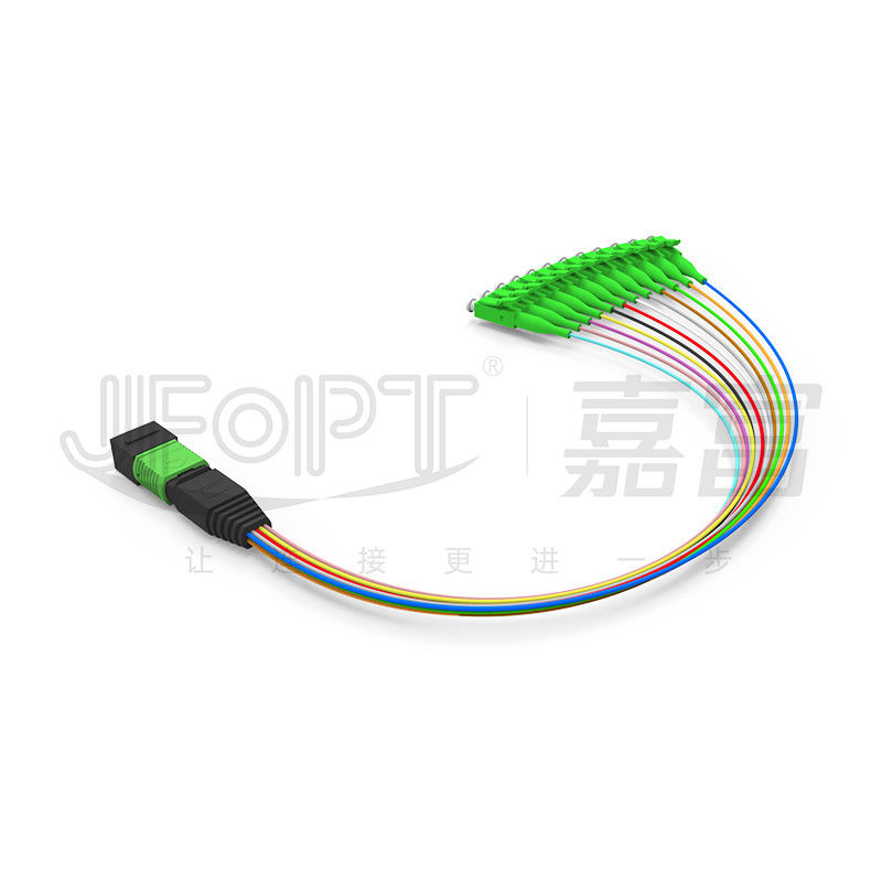 MPO-LC 0.9mm 12Cores Breakout Cable 사용자 정의 길이 SM G657a1 섬유 다자 섬유 모듈 박스 어댑터 패치 코드