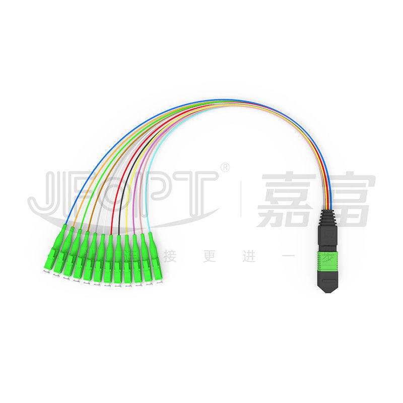 MPO-LC 0.9mm 12Cores Breakout Cable 사용자 정의 길이 SM G657a1 섬유 다자 섬유 모듈 박스 어댑터 패치 코드