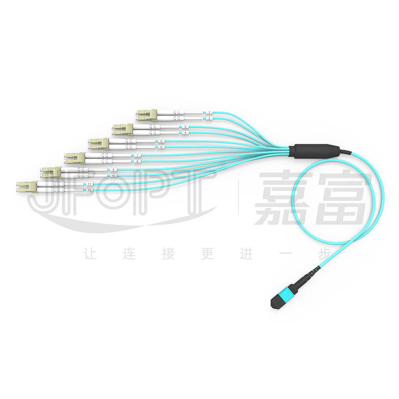플러시 패치 코드가 아닌 MPO 브레이크 아웃 케이블 LC 커넥터 12 파이버 단일 OM3 OM4 MPO 끝 LC 듀플렉스 끝