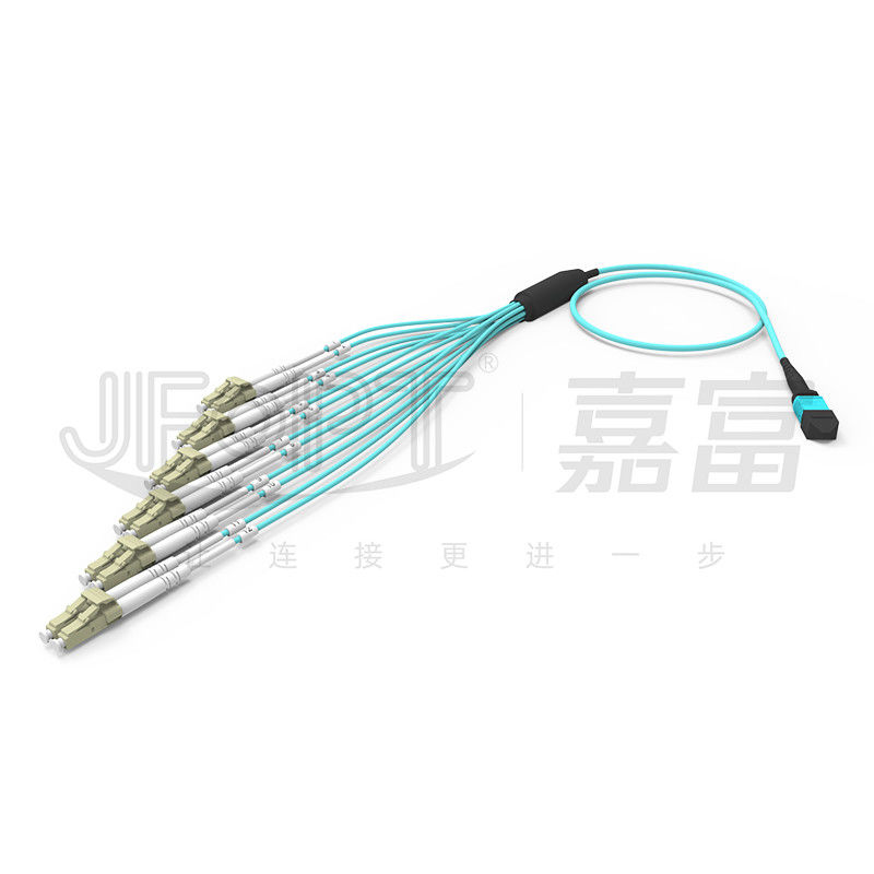 플러시 패치 코드가 아닌 MPO 브레이크 아웃 케이블 LC 커넥터 12 파이버 단일 OM3 OM4 MPO 끝 LC 듀플렉스 끝