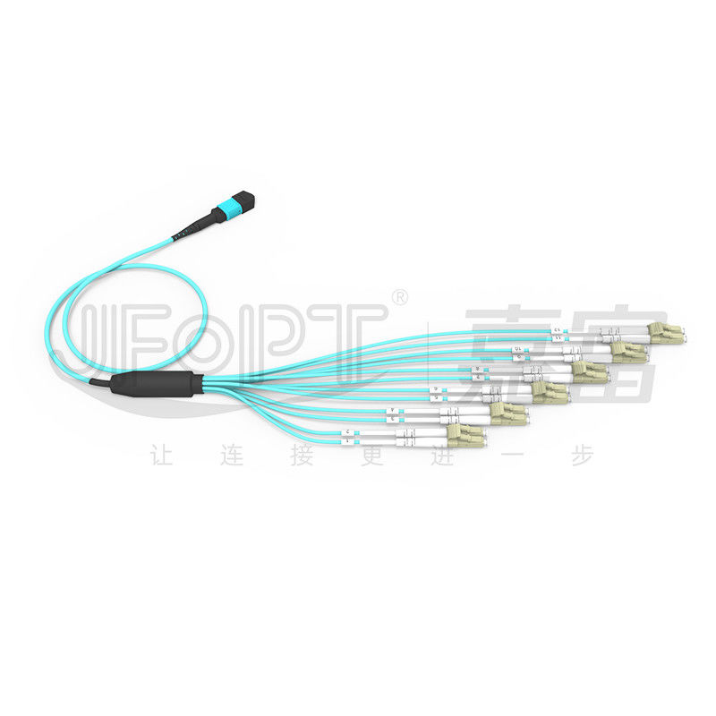 플러시 패치 코드가 아닌 MPO 브레이크 아웃 케이블 LC 커넥터 12 파이버 단일 OM3 OM4 MPO 끝 LC 듀플렉스 끝