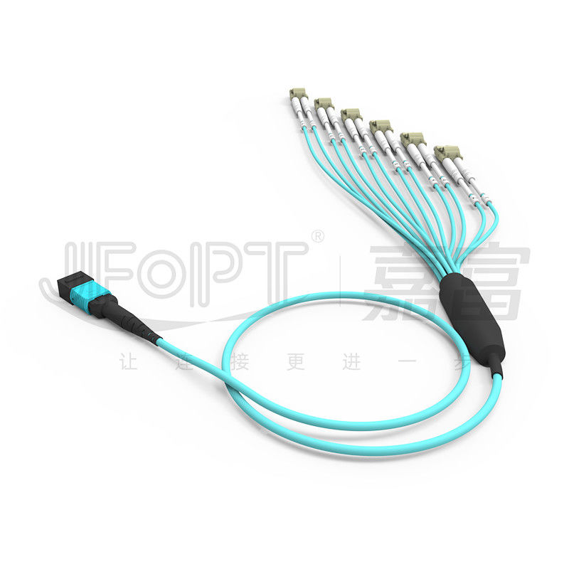플러시 패치 코드가 아닌 MPO 브레이크 아웃 케이블 LC 커넥터 12 파이버 단일 OM3 OM4 MPO 끝 LC 듀플렉스 끝